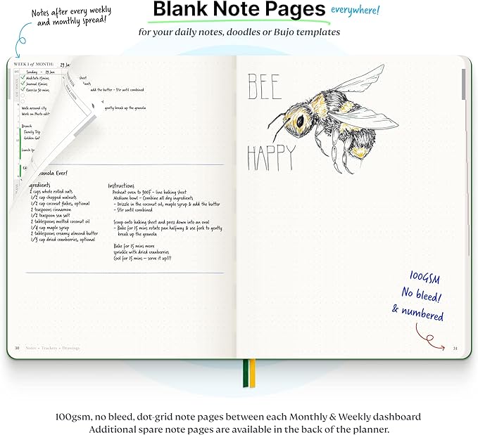 Roterunner Purpose Planner Notebook B5 7.5”x9.8” Undated Planner 2025 Daily Weekly and Monthly Productivity Goal Setting Tool for Work Home-DeskLoop Office