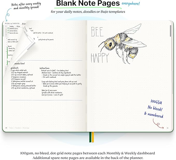 Roterunner 2025 B5 Purpose Planner Notebook 7.5'x9.8' Undated Daily Weekly Monthly Productivity Goal Setting Tool for Work Home ADHD Planner Adults Self Care Journal-DeskLoop Office