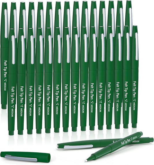 Lelix Felt Tip Pens, 30 Green Pack, 0.7mm Medium Point, Felt Tip Markers Pens for Journaling, Writing, Note Taking, Planner, Perfect for School Office and Art Supplies-DeskLoop Office