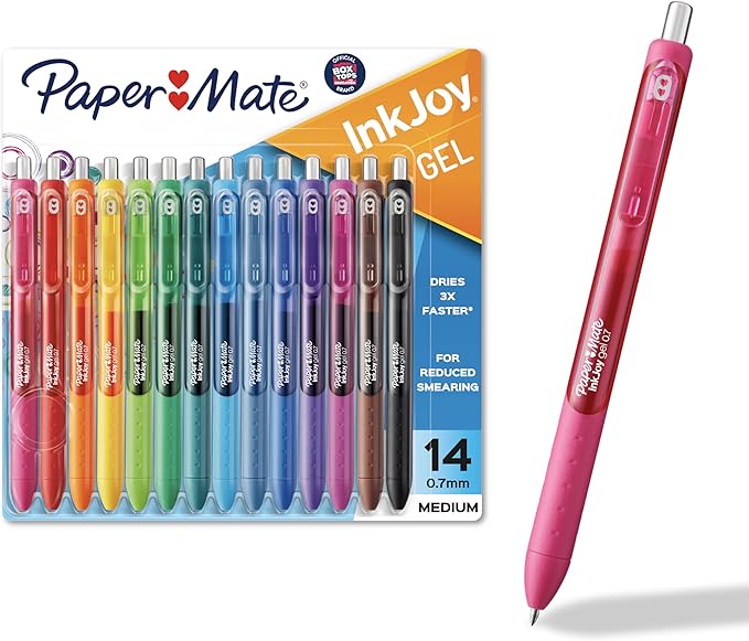 Paper Mate Colorful Gel Pens - InkJoy Gel Pens Assorted Medium Point (0.7). Perfect for Vibrant Colored Writing and Sketching with Paper Mate InkJoy 14 Count-DeskLoop Office