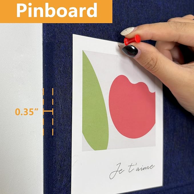 Large Cork Board for Wall with Pins, 36" x 24" Bulletin Board Self-Adhesive Pin Board | Customized 6 Packs Felt Tiles for Office Home Wall Decor, Navy-DeskLoop Office