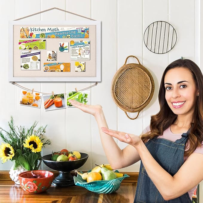 Miratino Cork Board Bulletin Board, 16 "x11 White Linen Cork Boards for Walls with White Frame, Pin Board Vision Board for Home Kitchen School Office Decor-DeskLoop Office