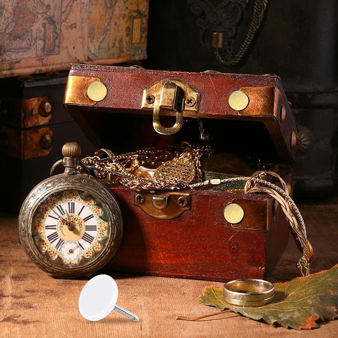 uxcell 120Pcs Push Pins, 11mmx10mm Round Flat Head Decorative Thumb Tacks Upholstery Tacks for Cork Board Office Wall Hangings, White-DeskLoop Office