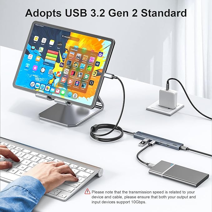 Aceele USB C Hub 10Gbps, 4 Port USB 3.2 Gen 2 Hub, USBC to USB-C Hub with Type-C Power Port, 2ft Extension Long Cable USBC Adapter Data Hub for MacBook Pro, MacBook, Samsung Chromebook, etc-DeskLoop Office