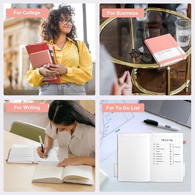 CAGIE Pink Journal Notebook for Women, 320 Pages College Ruled Notebook - Image 9