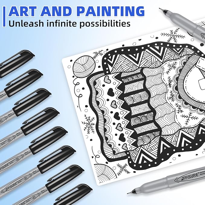 Permanent Markers, Ultra Fine Point,Black,100 Count, 0.4mm, Fine tippermanent marker set, quick dry,waterproof, fading resists, durable,marks on paper, glass, ceramic, plasticwood, rock, metal-DeskLoop Office