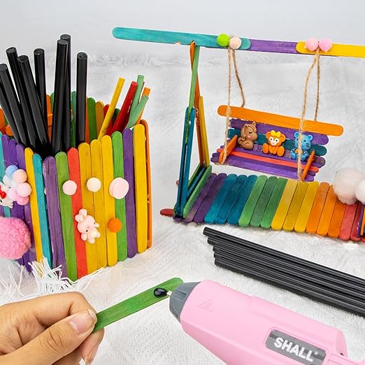 SHALL Mini Hot Glue Sticks, 0.27” Dia x 8” Long, 100 Pack Black Glue Gun Sticks for All-Temp Mini Glue Guns, Hot Melt Adhesive Glue Sticks Multipurpose for DIY Craft Sealing Repair Festival Decoration-DeskLoop Office