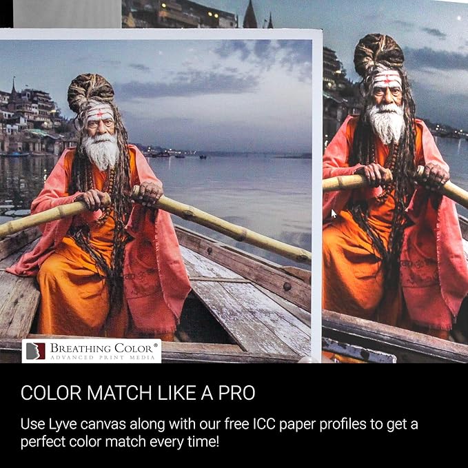 Premium Lyve Matte Canvas Paper Perfect for Use on Professional Makes and Models of Epson, Canon and HP Printers Preferred by Professionals. 19 mil Textured Canvas Offered in a 44 inch by 40 ft roll