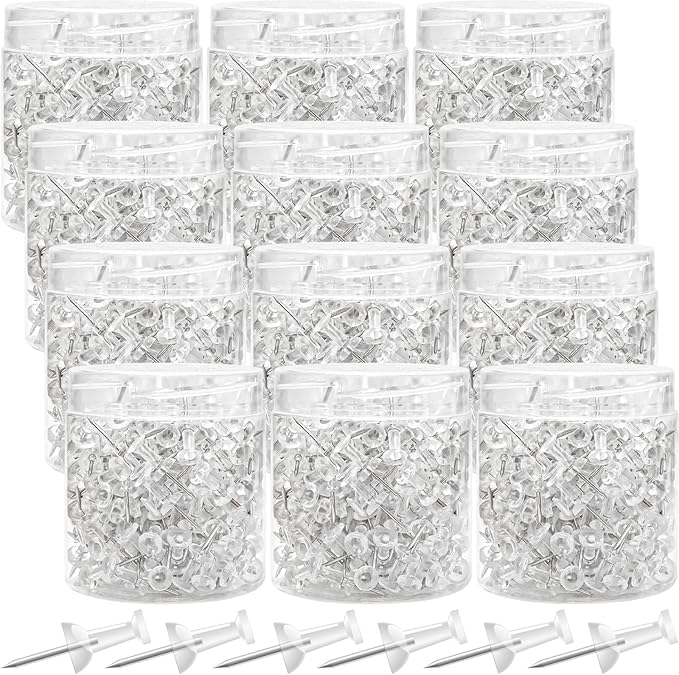 2400 Pcs Clear Push Pins Standard Thumb Tacks with Steel Point and Plastic Head PushPins thumbtacks for Wall, Cork Board, and Bulletin Board-DeskLoop Office