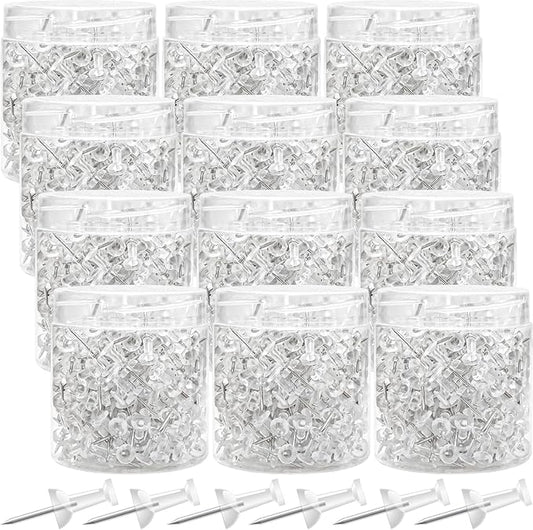2400 Pcs Clear Push Pins Standard Thumb Tacks with Steel Point and Plastic Head PushPins thumbtacks for Wall, Cork Board, and Bulletin Board-DeskLoop Office