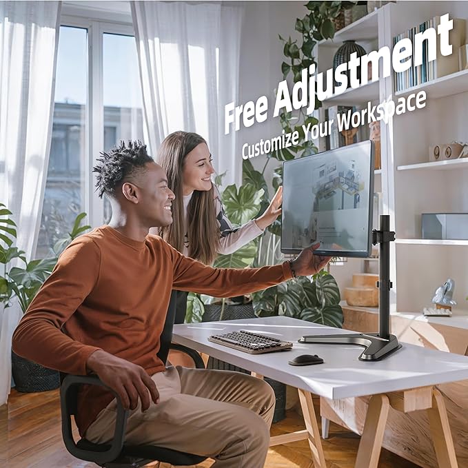Claiks Monitor Mount, Ergonomic Adjustable Monitor Stand for Max 32 inch Screens, Adjustable Stand up to 20 lbs, VESA Mounting Holes 75&100mm, Black-DeskLoop Office