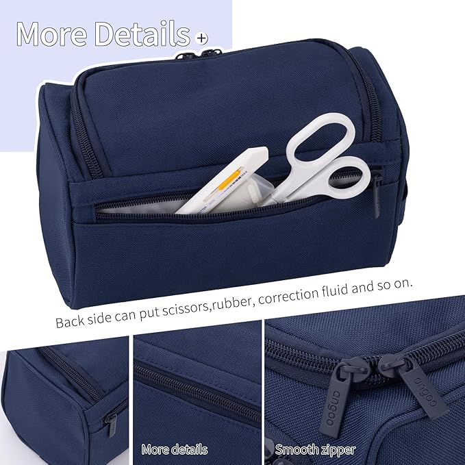 HVOMO Big Capacity Pencil Case High Large Storage Pouch Marker Pen Case Travel Simple Stationery Bag School College Office Organizer for Teens Girls Adults Student(Blue)-DeskLoop Office