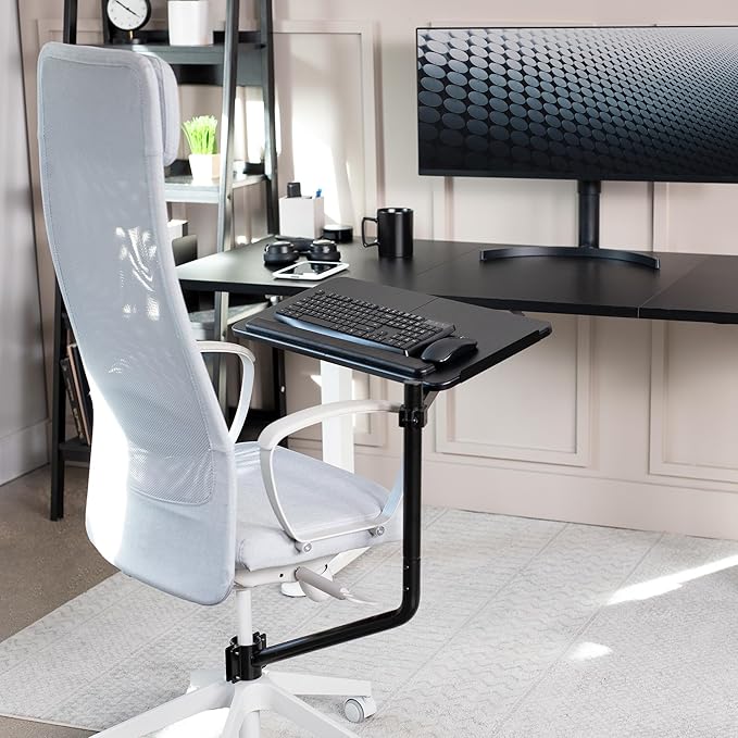VIVO Office Chair Mounted 26 x 12 Inch Keyboard and Mouse Tray, Ergonomic Tilt, Full Motion 360 Degree Rotation, Black, MOUNT-KB08C-DeskLoop Office