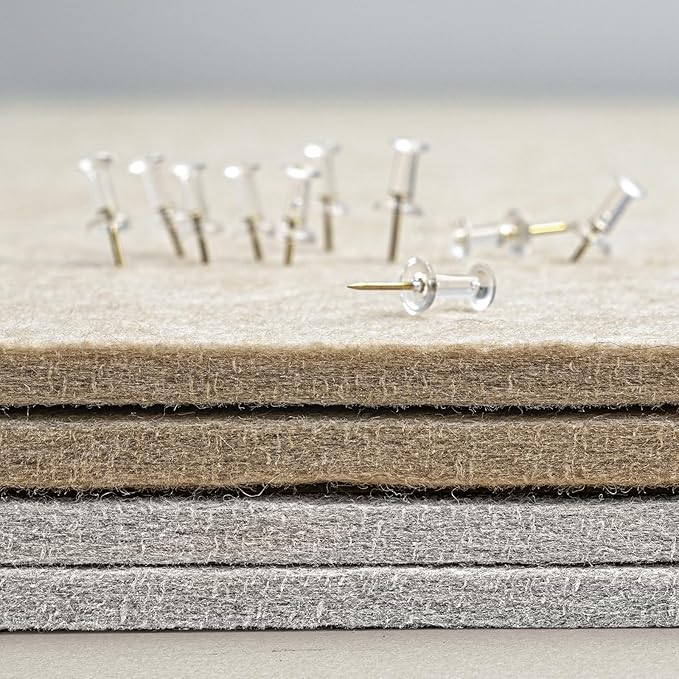 Bulletin Board, 24 x 18 inches Felt Board Decorative Pin Board, Cork Board Alternative for Wall, Foldable Photo Board Self-Adhesive Vision Board Mood Board with 20 Pushpins - Light Gray-DeskLoop Office