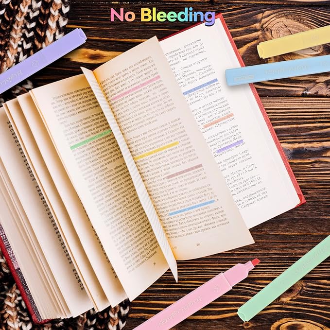 8 Colors Aesthetic Highlighters, 4mm Line Width, Assorted Colors With Soft Chisel Tip, No Bleed Bible, Great for School, Nice to Eyes, Pastel-DeskLoop Office