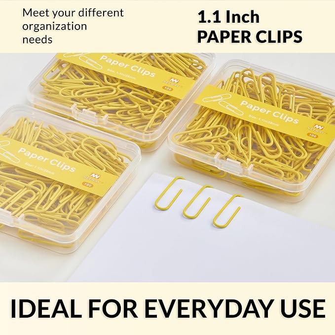 NEEWAY Small Paper Clips, 1.1 Inch Vinly Coated Colored Paperclips, 3 Pack of - Image 6