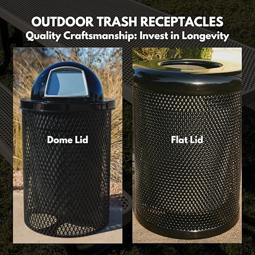 RDT-Gry Heavy Duty 32 Gallon Round Trash Receptacle, Liner Included, Gray with Gray Steel Dome Top, Made in America-DeskLoop Office