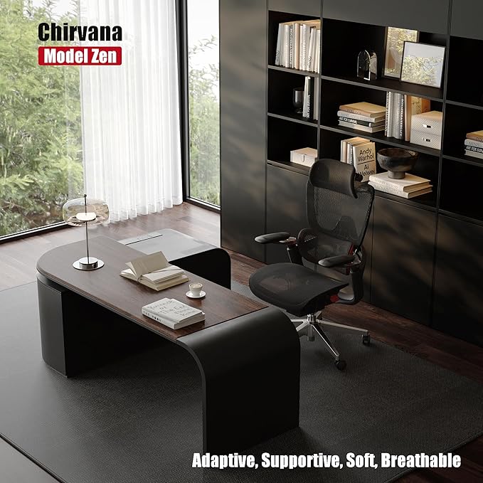 Ergonomic Office Chair, Big and Tall Mesh Computer Gaming Chair with Adaptive Lumbar Support, Work Chair with Headrest, 5D Armrest,90-130°Tilt, BIFMA Certified, Model Zen (Red)-DeskLoop Office