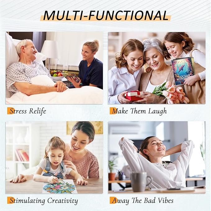 3Pcs Adult Coloring Book for Women Relaxation, 36 Colors Markers with Spiral Bound Adult Coloring Book for Women, 36 Dual Tip Colors Markers, Anxiety Relief Mindfulness Gifts(Ocean & Bird & Butterfly)-DeskLoop Office