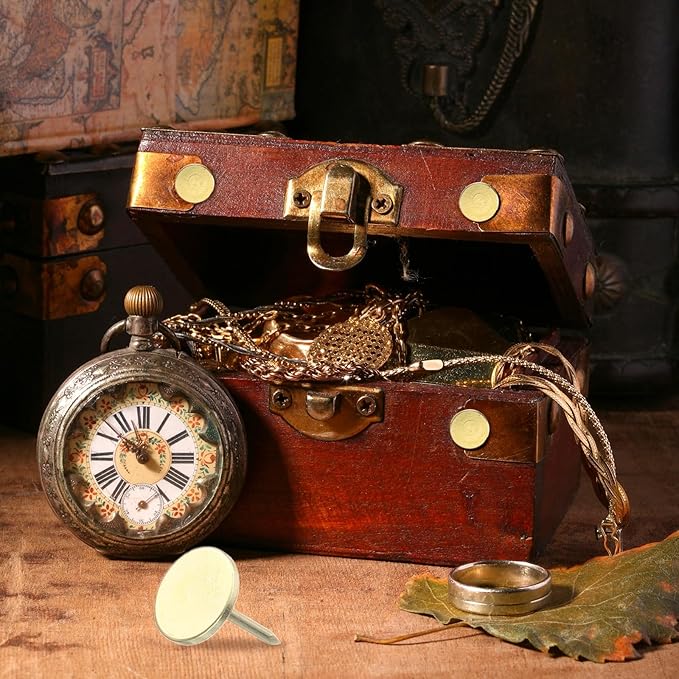 uxcell 150Pcs Upholstery Tacks, 11mmx15mm Flat Head Thumb Tack Decorative Furniture Nails Push Pins for Furniture Sofa Headboards, Gold-DeskLoop Office