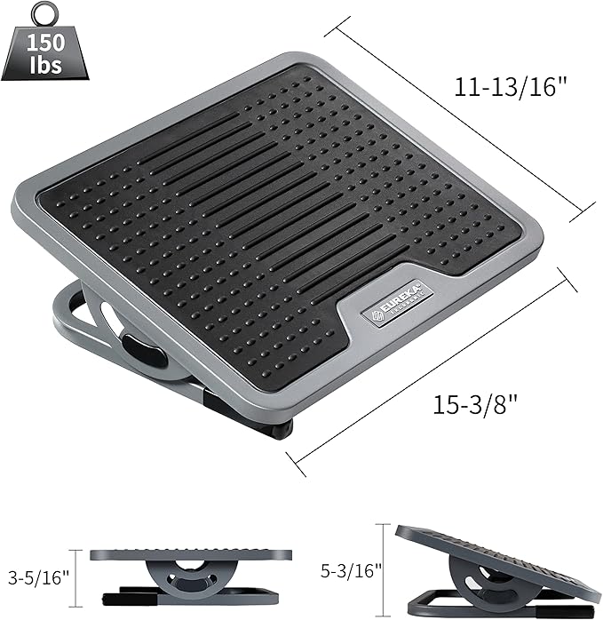 EUREKA ERGONOMIC Tilt Adjustable Footrest, Foot Rest for Under Desk at Work with Massage Surface, Office Foot Rest Under Desk with 20 Degree Tilt No Locking, Metal Frame-DeskLoop Office