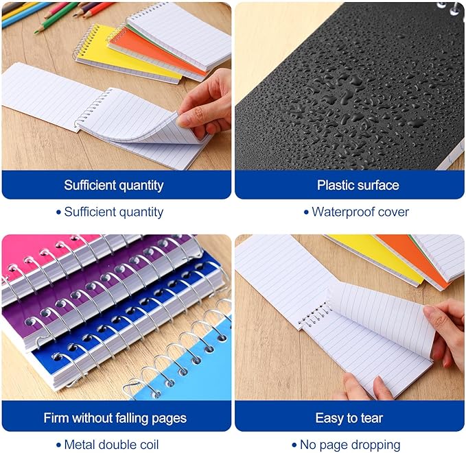 24 Pcs Small Pocket Notebooks 3 x 5 Inch Mini Memo Spiral Notepads Top Bound College Ruled Lined Note Pads for Back School Office Journaling Noting, 75 Sheets/Pad (Rainbow)-DeskLoop Office