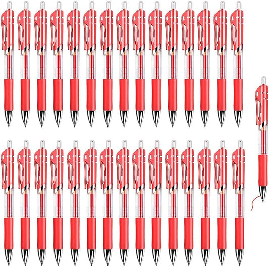 30PCS Retractable Gel Pens for Journaling, 0.5mm Ink Pens for School Office Suppliers, Fine Point Smooth Writing Pens. (Red)-DeskLoop Office