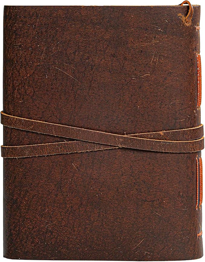 Leather Journal Notebook(6x8 in) - Vintage Leather Bound Journals Handmade Rustic Finish Book for Men and Women Unlined Leather Craft Paper 300 Pages, Leather Notepad Diary, Pocket Diary to Write in