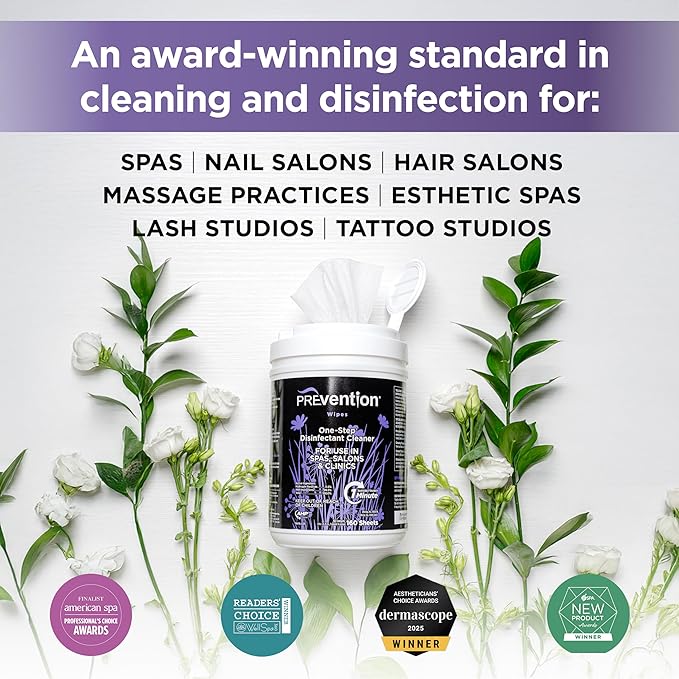 Prevention All Purpose Disinfectant Wipes – Canister of Cleaning Wipes for Salons, Spas, Wellness Centers and Yoga Studios – Hospital Grade Surface Sanitizing – 160 Count-DeskLoop Office