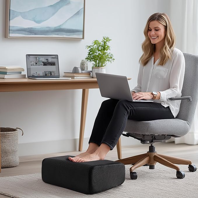 Ganondorf Foot Rest for Under Desk at Work Adjustable Foot Rest Under Desk Ergonomic Foot Stools for Under Office Desk Leg Pillow for Underdesk Footrest with Washable Cover, Mesh Black-DeskLoop Office