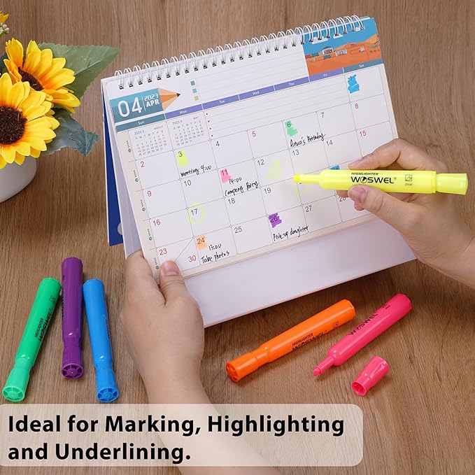 Highlighters Bulk, 24 Pack Tank Style Highlighters Assorted Fluorescent Colors Set, 6 Bright Colors Chisel Tip Highlighter Markers for Kid and Adult Coloring, Highlighting as School Supplies-DeskLoop Office