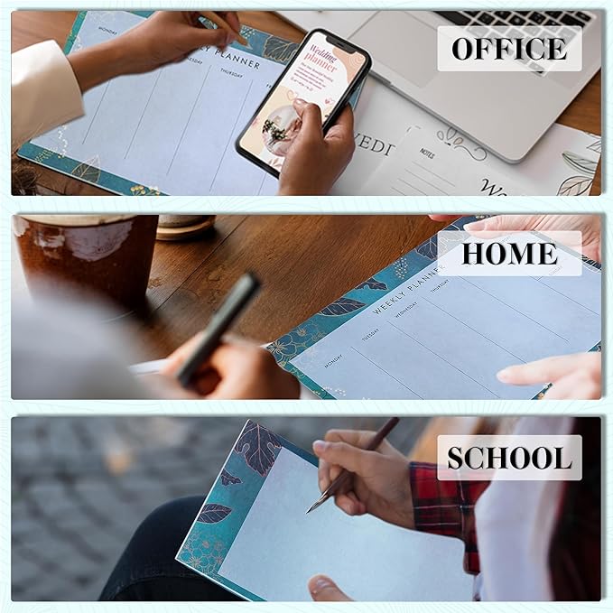 Undated Weekly Planner Notepad 10x7 To Do List Note Pad 52 Weekly Desk Planner Calendar Tear Off Daily Planning Pad for Work,School,Home,Ofiice Supplies, Matching Notepad,Green-DeskLoop Office