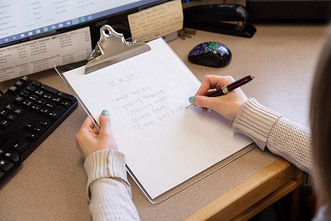 Plastic Transparent Clipboards (Set of 6) Multi Pack Clipboard | Strong 12.5 x 9 Inch | Holds 100 Sheets! Acrylic Clipboards with Big Clips | School Supplies for Kids, Teachers, College Students-DeskLoop Office