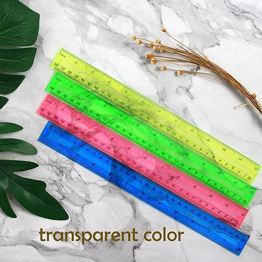 64 Pack Rulers Bulk for Classroom 12 inch, Plastic Clear Rulers for Office Back to School Supplies with Inches and Centimeters-DeskLoop Office