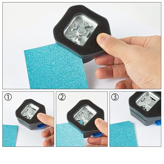 QIQQIKIN Corner Cutter 3 in 1 (R5+10MM+Scallop) Edge Rounder Punch, Paper Corner Punches for Paper Crafts, Picture Photo Clipper Laminating Scrapbook Chomper Business Card Making Junk Journal Supplies-DeskLoop Office