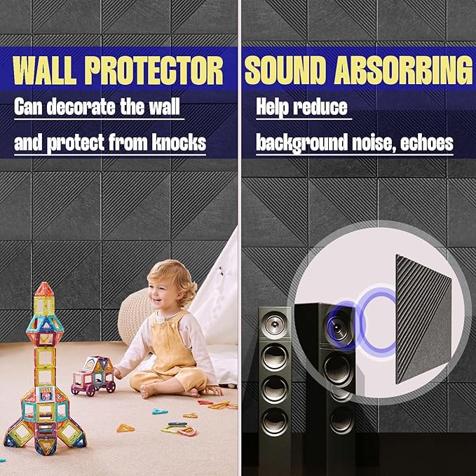 Large Cork Board for Walls 48"x 36", 12 Pack Felt Wall Tiles with Safe Removable Adhesive Tabs, Cork Board for Office,Pinboard Bulletin Board - Dark Gray-DeskLoop Office