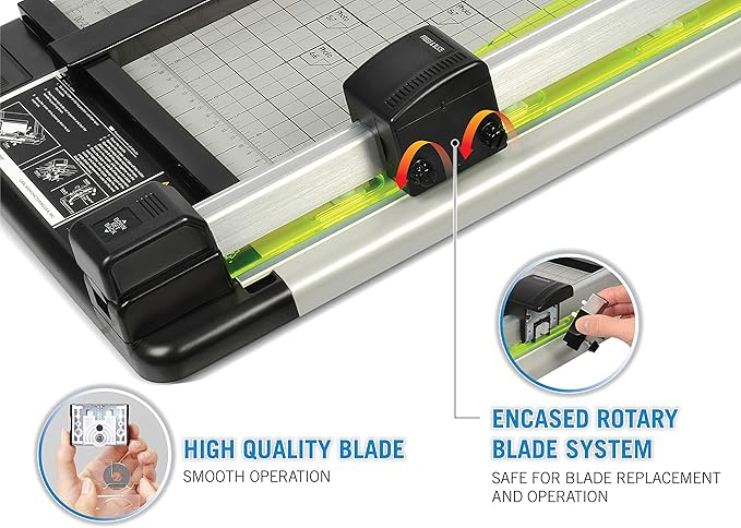 CARL Heavy Duty Rotary Paper Trimmer - 12238, Black/Silver, 18inch-DeskLoop Office