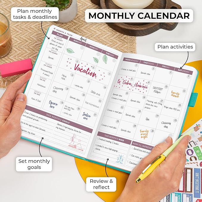 Clever Fox Planner 2nd Edition – Colorful Weekly & Monthly Goal Planner, Time Management & Productivity Organizer, Undated, A5 (Aquamarine)-DeskLoop Office