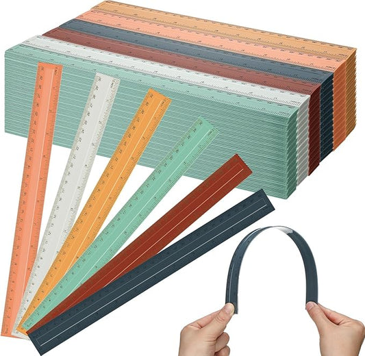 240 Pcs 12 Inch Plastic Rulers Bulk, Back to School Supplies, Assorted Colored Flexible Metric Rulers with Centimeters and Inches Measuring Tool for School Classroom Students(Boho)-DeskLoop Office