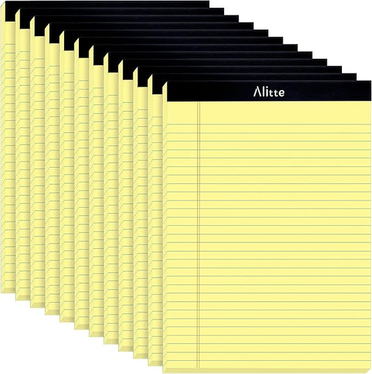 Yellow Legal Notepads 8.5 x 11, Pack of 12 - Perforated Wide Ruled Writing Pad - Premium Thick Paper, No Ink Bleeding - Blank Legal Pads For Home, Office, School, Business - 50 Sheets Per-DeskLoop Office
