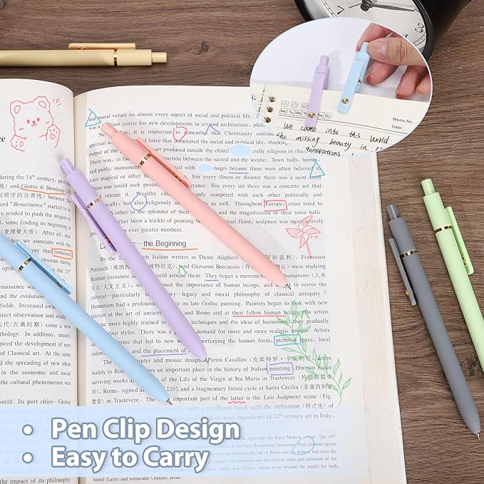 FIOVER Colored Pens, 12 Pack Colorful Gel Pens, Quick-Dry 0.7mm Medium Point for Journaling, Note Taking, Doodling, Aesthetic Office School Supplies, Gifts for Women Men(12PCS Multiple Colors)-DeskLoop Office