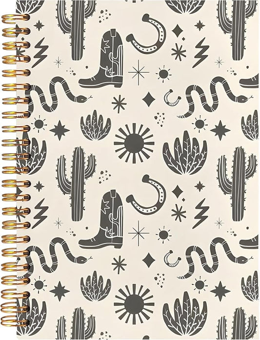 BearCake Western Cowgirl Cactus Notebook,Western Gifts for Women,Western Office Supplies, Western Stuff for Women,Cowgirl Stuff, 5.5x8.3-DeskLoop Office
