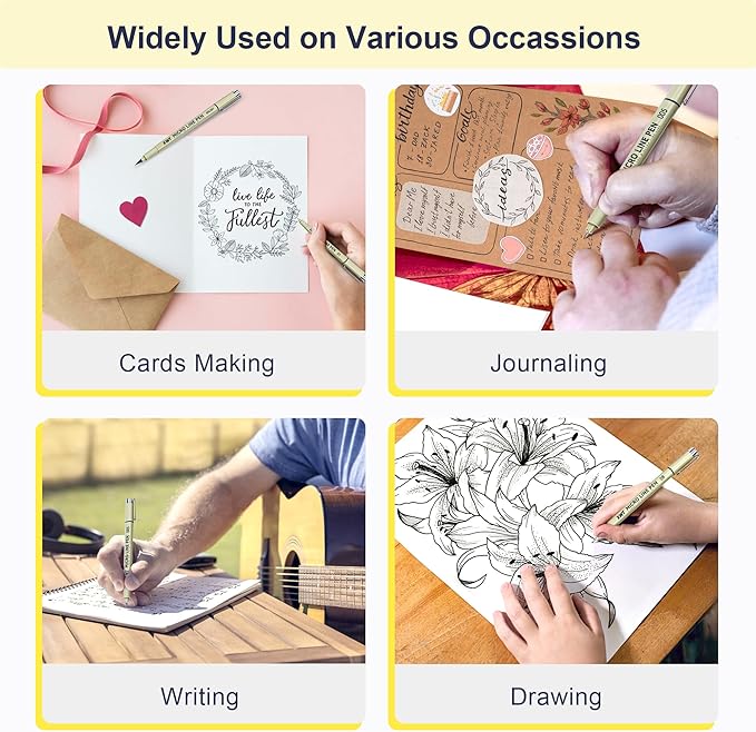 Micro Fineliner Pens 9 Size/Set, Ultra Fine Fineliner, Soft Nib, Brush Marker, Water-based Black Pigment Ink, Drawing Journaling Doodle Supplies for Artists, Designers, Students-DeskLoop Office