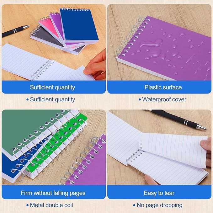 72 Pcs Small Pocket Notebooks 3 x 5 Inch Mini Memo Spiral Notepads Top Bound College Ruled Lined Note Pads for Back School Office Journaling Noting, 75 Sheets/Pad (Rainbow)-DeskLoop Office