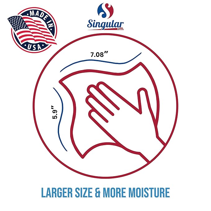 Hand Sanitizing Wipes Travel Size by Singular Wipes – 24ct Individually Wrapped | Fresh Citrus Scent, Moisturizing, 70% Alcohol Wipes | Travel, Office, School, Home | Made in USA-DeskLoop Office