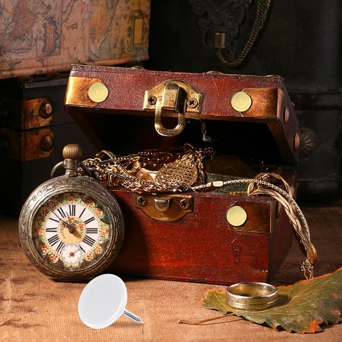 uxcell 150Pcs Upholstery Tacks, 11mmx13mm Flat Head Thumb Tack Decorative Furniture Nails Push Pins for Furniture Sofa Headboards, White-DeskLoop Office