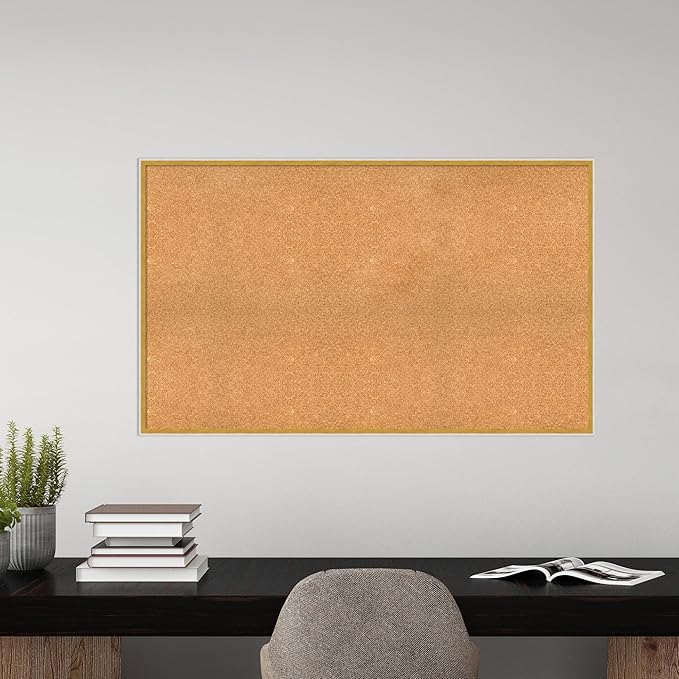 Amanti Art Natural Cork Board for Wall, 31x51 Vision Board with White Frame, Oversize Corkboard Office Decor for Home Organization, Modern Corkboard Pinboard to Display Items for Home Organization in-DeskLoop Office