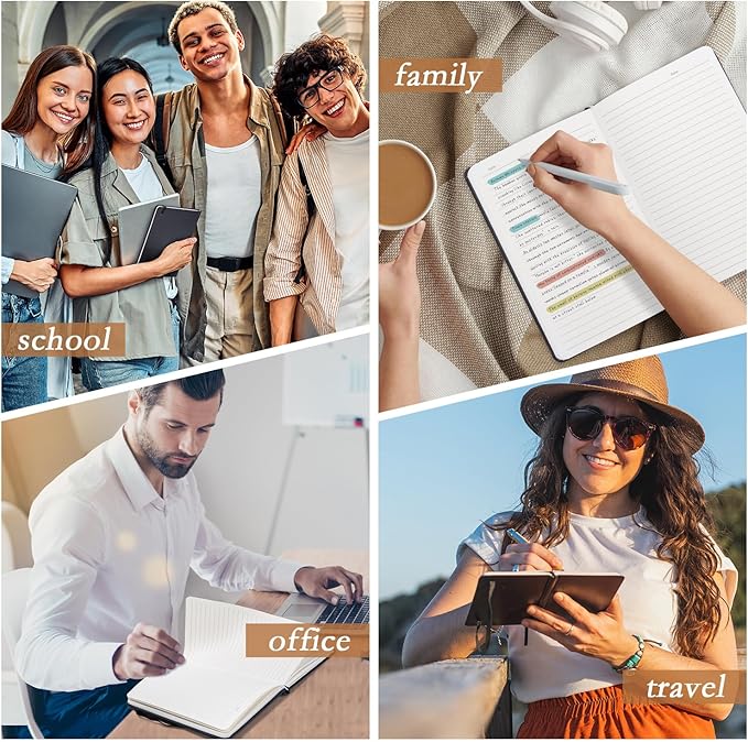 deli 6-Pack Black Lined Journal Notebook, 160 Pages Hardcover Writing Notebook, A5 (5.5"x8.2") College Ruled Notebook for Office, School, Work Notes-DeskLoop Office