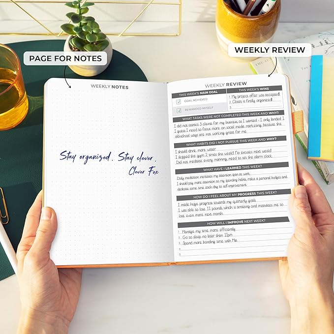 Clever Fox Daily Planner – Undated Planning Notebook with Hourly Schedule & To-Do List – Personal Day Task & Work Organizer, 6 Months (Orange)-DeskLoop Office