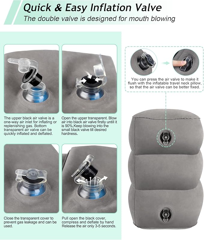 JefDiee Inflatable Travel Foot Rest Pillow,Kids Airplane Bed,Adjustable 3 Layers Height Leg Rest Pillow,Adults Travel Essentials Great for Airplane,Office,Home,Trains,Cars-DeskLoop Office